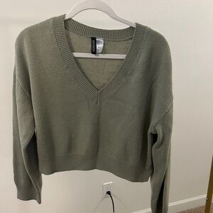 H&M Olive V-Neck Sweater